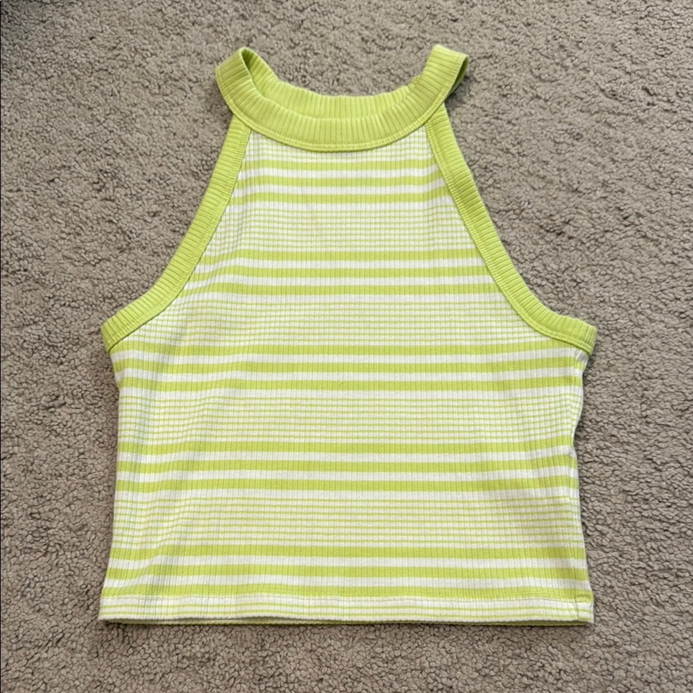 American Eagle Outfitters Lime Striped Tank Top